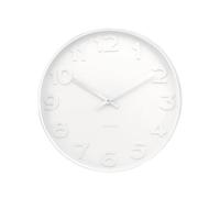 Mr. White Numbers Wall Clock, White