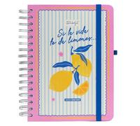 Mr. Wonderful - Agenda escolar 2026-2027 Diaria con Espiral y Pegatinas - Planificador Diario Completo Septiembre 2026 a Agosto 2027 con Extras - Si la vida te da limones