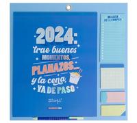 Mr.Wonderful Calendario de pared magnético 2024, azul, Trae buenos momentos, planazos… y la cena, ya de paso, 34 x 35 x 0,5