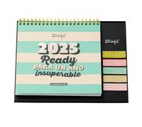 Mr. Wonderful - Calendario de Sobremesa 2025 - Ready para un año insuperable - Incluye 6 Hojas de Pegatinas y 1 Bloc de Notas Adhesivas
