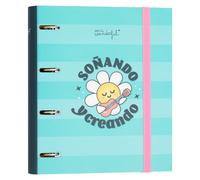 Mr. Wonderful - Carpeta con anillas y folios Wonder - Soñando y creando - Carpeta con 4 Anillas, Goma Elástica y Protección Antirayaduras - Incluye Recambio de Folios - 120 hojas