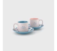 Mr.Wonderful - Juego de 2 tazas de espresso - eres único. You are mine - Regalo para el Día de la Madre, juego de 2 tazas de espresso de cerámica. Incluye 2 platos pequeños