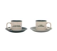 Mr. Wonderful - Juego de 2 tazas de espresso para compartir y sonreír - Lo mejor de cada día es tener a tu alrededor