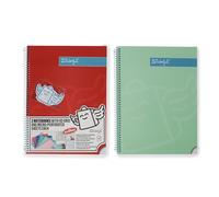 Mr. Wonderful - Set de 2 Libretas A4 Roja + Verde - Hojas de Cuadrícula y Microperforadas - 80 páginas - Tapa Extradura - Encuadrenación en Espiral - Incluye pegatinas
