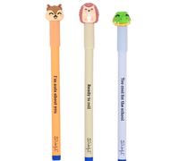 Mr. Wonderful Set de 3 Bolis Borrables Bo-Bo - Ardilla, Erizo y Cocodrilo con Tinta Azul para Clase