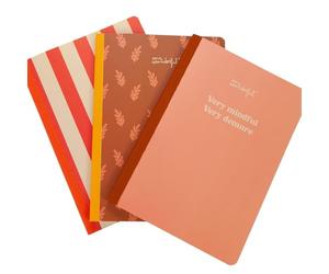 Mr Wonderful - Set de 3 libretas 19 x 25 cm - Cuadros, Rayas pautadas y puntitos - 80 páginas cada una - Encuadernación cosida - Very mindful, very demure