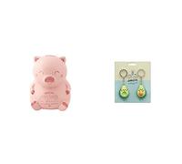 Mr. Wonderful WOA10323ES Hucha Cerdito para Todo lo Bonito Que Nos Espera + Set 2 llaveros Personas Que encajan a la perfección, Caucho, Multicolor, 4 x 4 cm