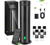 Mriykio Waterless Scent Diffuser Starter Kit - Suitable for Home and Hotel Series Air Diffuser, 800 Square Inches of Coverage, 5 Kinds of Scented Essential Oils, Remote Control, Atomizer Core Black