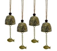 MrMrKura Campanas de viento vintage de dragón Fengshui, campanillas de viento de latón para colgar en exteriores, para buena suerte, hogar, jardín, patio, decoración interior y exterior