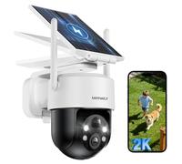 Mrowly Cámara Vigilancia WiFi Exterior Solar 2K 3MP sin Cables, Cámara con Batería Recargable, 360° PTZ, Visión Nocturna Color, Detección PIR, Audio Bidireccional, 2,4 GHz, IP65