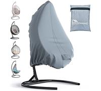 Mrrihand Fundas para Silla Colgante Impermeable Gris 190x115cm con Salida de Aire, Funda para Columpio Jardin con Cremallera y Cordón, Funda Huevo Jardin Colgante Tela Oxford Anti-UV