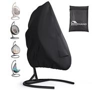 Mrrihand Fundas para Silla Colgante Impermeable Negro 190x115cm con Salida de Aire, Funda para Columpio Jardin con Cremallera y Cordón, Funda Huevo Jardin Colgante Tela Oxford Anti-UV