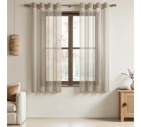 MRTREES Cortinas Beige Ventanas Cortas Modernas con Ojales para Cocina y Salon, 140x150 CM, 2 Piezas, Visillos Dormitorio Translucidos Elegantes y Decorativos para Comedor Habitacion