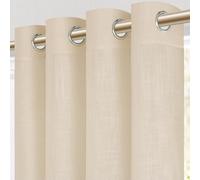 MRTREES Cortinas de Dormitorio Comedor Salon Cocina Habitacion 2 Piezas 140×240cm Visillos Beige Translúcidas Modernas de Lino Aspecto con Ojales para Ventanas Sala para Niños Sala Cuarto Baño