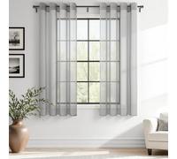 MRTREES Cortinas Dormitorio Cortas Gris Modernas con Ojales, 140x120 CM, 2 Piezas, Visillos Salon Translucidos para Ventanas Cocina Comedor Salón Juvenil Elegantes y Decorativos
