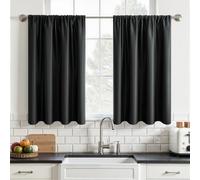 MRTREES Cortinas impermeables para ventanas de cocina, cortinas opacas térmicas con bolsillo para barra para cocina, caravana, litera, baño, 2 paneles 75 x 75 cm, 30 x 30 pulgadas, antracita