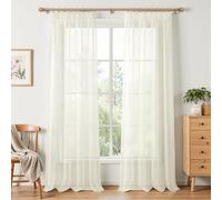 MRTREES Cortinas Infantiles Visillos Crema Cortinas Salon Cortina Puerta Interior 140cm de Ancho y 260cm de Largo, 2 Piezas, Cinta Fruncida Translucida Modernas para Casa y Suave
