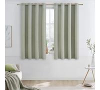 MRTREES Cortinas Translucidas de Salon 2 Piezas Modernas Cortinas y Visillos de Lino Twopage Semiopaca con Ojales Cortinas Rusticas para Dormitorio Habitacion Juvenil, 140x180 CM, Verde Salvia