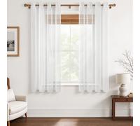 MRTREES Cortinas Ventanas Cortas Blancas con Ojales 140x100 CM, 2 Piezas, Cortina Blanca Translucida Moderna para Salon, Cocina y Dormitorio, Visillos Elegantes y Decorativos