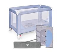 ms BabyWorld - Basic - Cuna de Viaje para niños | 120x60 cm | Desde 0+ Meses hasta 15 kg | Colchón y Bolsa Transporte Incluidos | Plegado y Montaje Fácil | Estructura Ligera y Estable (Azul)