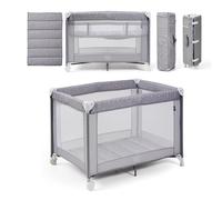 ms BabyWorld Kunni - Cuna de Viaje para niños con 2 Alturas | 100x70 cm | Desde el Nacimiento a 15Kg | Colchón y Bolsa Transporte Incluidos | Plegado y Montaje Fácil | Ligera y Ruedas (Gris)