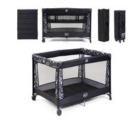 ms BabyWorld Kunni - Cuna de Viaje para niños con 2 Alturas | 100x70 cm | Desde el Nacimiento a 15Kg | Colchón y Bolsa Transporte Incluidos | Plegado y Montaje Fácil | Ligera y Ruedas (Negro)