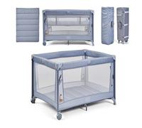 ms BabyWorld Kunni - Cuna de Viaje para niños con 2 Alturas | 100x70 cm | Desde el Nacimiento a 15Kg | Colchón y Bolsa Transporte Incluidos | Plegado y Montaje Fácil | Ligera y Ruedas (Azul)