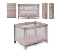 ms BabyWorld Kunni - Cuna de Viaje para niños con 2 Alturas | 100x70 cm | Desde el Nacimiento a 15Kg | Colchón y Bolsa Transporte Incluidos | Plegado y Montaje Fácil | Ligera y Ruedas (Beige)