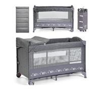 ms BabyWorld - Oxford - Cuna de Viaje y Colecho 2 en 1 | Altura Regulable | Cambiador Incorporado | Mosquitera Incluida | Plegable y Transportable | Unisex | Fácil Montaje y Compacta
