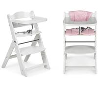 ms Trona para bebé de Madera Full de - Evolutiva- Silla Alta, Ergonómica, Regulable, Segura, Blanco/Rosa