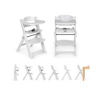 ms Trona para bebé de Madera Full PLEGABLE - Evolutiva- Silla Alta, Ergonómica, Regulable, Segura, Blanco/Blanco