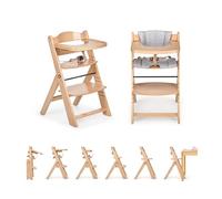 ms Trona para bebé de Madera Full PLEGABLE - Evolutiva- Silla Alta, Ergonómica, Regulable, Segura, Madera/Gris