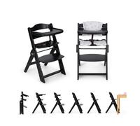 ms Trona para bebé de Madera Full PLEGABLE - Evolutiva- Silla Alta, Ergonómica, Regulable, Segura, Negro/Blanco
