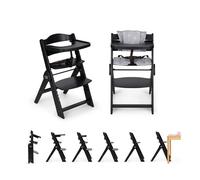 ms Trona para bebé de Madera Full PLEGABLE - Evolutiva- Silla Alta, Ergonómica, Regulable, Segura, Negro/Gris