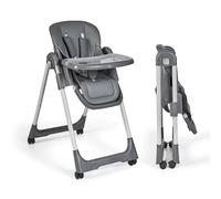 Ms - Trona Para Bebe Evolutiva Tasty - 7 Posiciones De Altura y 3 De Reclinación- Bandeja Extraíble y Reposapiés Regulable - Portatil, Plegable, Hasta 3 años - Gris Claro