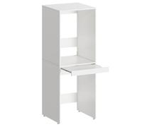 MSFE Mueble Lavadora Secadora con Tabla Extensible, Mueble Columna de Baño para Lavadora y Secadora 180 x 65 x 66 cm, Armario Tipo Torre de Lavado, Capacidad de Carga 100 kg, Refuerzo Estructural