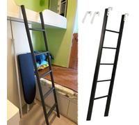 MSHGSKU Escalera de Metal Negra para litera, Ahorra Espacio con escalones Anchos para dormitorios y hogar, Altura Ajustable de 114 a 180 cm, Ideal para Subir con Facilidad y Seguridad.