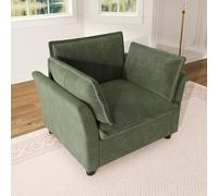 MSMOK Sillón de relax moderno individual con reposabrazos, acolchado suave, tela de chenilla, para salón, apartamento, oficina, espacios pequeños, color verde
