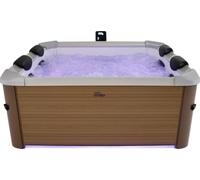 MSPA Whirlpool Oslo Amber - 160 x 160 x 65 cm - Whirlpool Hinchable para 6 Personas con 120 chorros de Masaje, 8 boquillas de hidromasaje, calefacción PTC, luz LED, desinfección de ozono y Cubierta