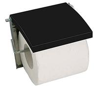 MSV 140408 - Portarrollos para Papel higiénico (Madera DM y Acero Inoxidable, 13 x 15 x 1,5 cm), Color Negro