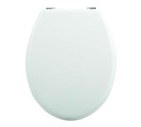 MSV 140720 - Asiento de Inodoro con bisagras de plástico, Zinc Blanco/Plateado, 30 x 20 x 110 cm