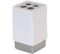 MSV 140742 - mahe cuenco de gres para vaso para cepillo de dientes de cerámica acero inoxidable/blanco mate (6,5 x 11,5 cm