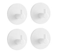 MSV 4pcs Autoadhesivo para Toallas, máx. 8 kg, círculo, Albornoz, Gancho de Pared, Acero Inoxidable, para baño y Cocina, sin Agujeros, Color Blanco Mate, 4.5x2.7cm