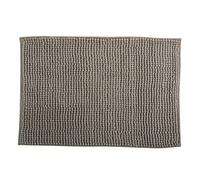 MSV - Alfombra de baño de Microfibra de Chenilla - Pelo Largo, Antideslizante - Lavable a máquina - Práctico Lazo para Colgar - Máxima Comodidad e higiene - Color Topo - Individual - 50 x 80 cm