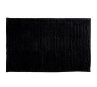MSV - Alfombra de baño de Microfibra de Chenilla - Pelo Largo, Antideslizante - Lavable a máquina - Práctico Lazo para Colgar - Máxima Comodidad e higiene - Negra - Individual - 50 x 80 cm