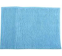 MSV - Alfombra de baño de Microfibra de Chenilla - Pelo Largo, Antideslizante - Lavable a máquina - Práctico Lazo para Colgar - Máxima Comodidad e higiene - Azul Claro - Individual - 50 x 80 cm