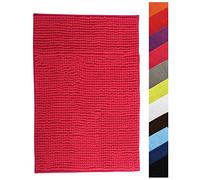MSV - Alfombra de baño de Microfibra de Chenilla - Pelo Largo, Antideslizante - Lavable a máquina - Práctico Lazo para Colgar - Máxima Comodidad e higiene - Rosa Fucsia - Individual - 60 x 90 cm