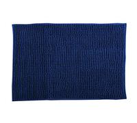 MSV - Alfombra de baño de Microfibra de Chenilla - Pelo Largo, Antideslizante - Lavable a máquina - Práctico Lazo para Colgar - Máxima Comodidad e higiene - Azul Oscuro - Individual - 50 x 80 cm