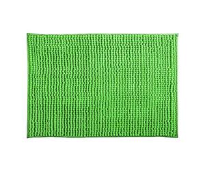 MSV - Alfombra de baño de Microfibra de Chenilla - Pelo Largo, Antideslizante - Lavable a máquina - Práctico Lazo para Colgar - Máxima Comodidad e higiene - Verde albahaca - Individual - 60 x 90 cm