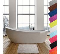 MSV - Alfombra de baño de Microfibra Pebble - Absorbente y Antideslizante - 50 x 80 cm - Beige - Suave, cómoda y de Secado rápido - Ideal para baño y Ducha